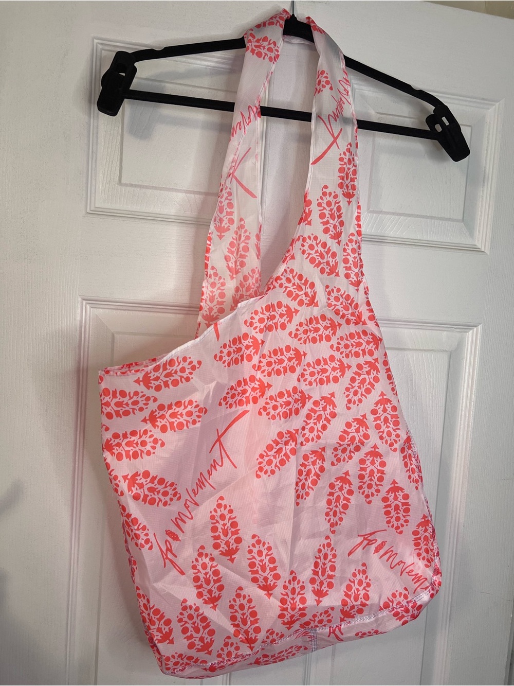 #654 FP Movement Free People Reusable Nylon Tote Bag Pink Coral Floral Crossbody